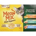 Meow Mix Pate Toppers Seafood & Poultry Variety Pack Cat Food Trays, 2.75-oz, case of 12