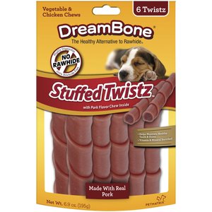 DreamBone Stuffed Twistz Pork Chews Dog Treats, 6 count