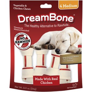 DreamBone Medium Chicken Chew Bones Dog Treats, 4 count