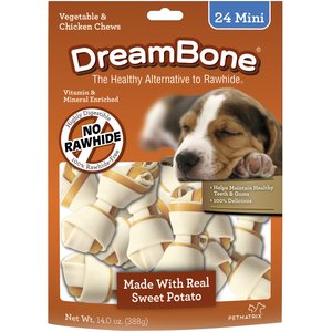 DreamBone Mini Sweet Potato Chews Dog Treats, 24 count