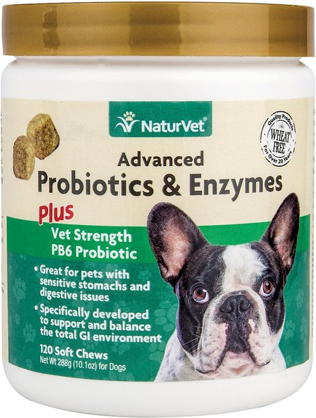 NaturVet Advanced Probiotics & Enzymes Plus Vet Strength PB6 Probiotic Soft Chews Digestive Supplement for Dogs, 120 count slide 1 of 4