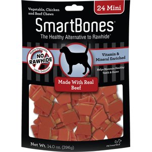 SmartBones Mini Beef Chew Bones Dog Treats, 24 count