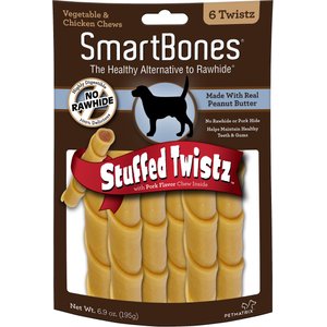 SmartBones Stuffed Twistz Peanut Butter Chews Dog Treats, 6 count