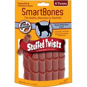 SmartBones Stuffed Twistz Pork Chews Dog Treats, 6 count