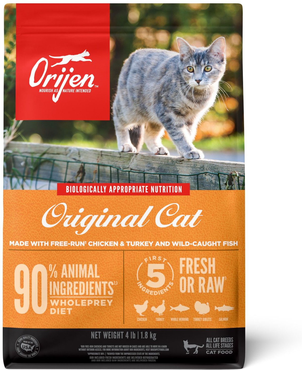 Orijen Cat & Kitten Grain-Free Dry Cat Food, 4-lb bag - Chewy.com