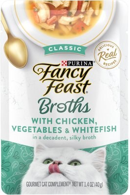 Fancy Feast Classic Broths with Chicken, Vegetables & Whitefish Supplemental Cat Food Pouches, slide 1 of 1
