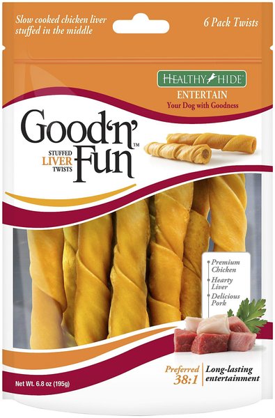 Good 'n' Fun Stuffed Liver Twists with Chicken, Liver & Pork Dog Chews, 6 count slide 1 of 6