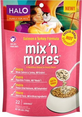 Halo Mix'n Mores Freeze-Dried Salmon & Turkey Cat Food Topper, slide 1 of 1