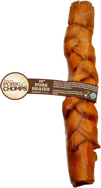 Premium Pork Chomps Roasted Braid Dog Treat, 10-in slide 1 of 2