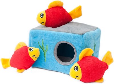 ZippyPaws Burrow Squeaky Hide & Seek Plush Dog Toy, Aquarium 'n Fish, slide 1 of 1