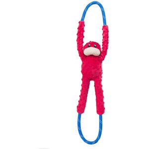 ZippyPaws Monkey RopeTugz Plush & Rope Dog Toy, Red