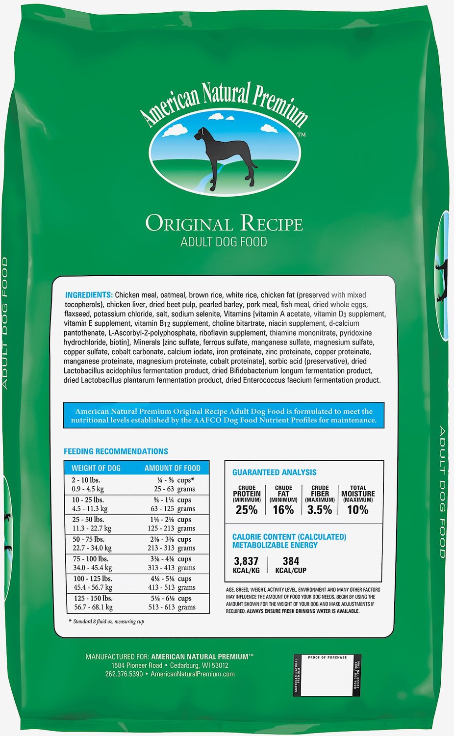 American Natural Premium Original Recipe Dry Dog Food, 25lb bag
