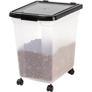 IRIS Airtight Pet Food Storage Container, Clear/Black, 65-qt