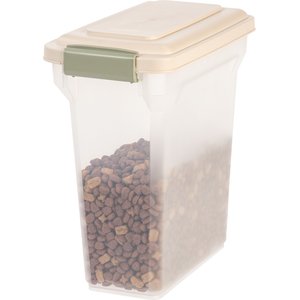 IRIS Airtight Pet Food Storage Container, Clear/Almond, 15-qt
