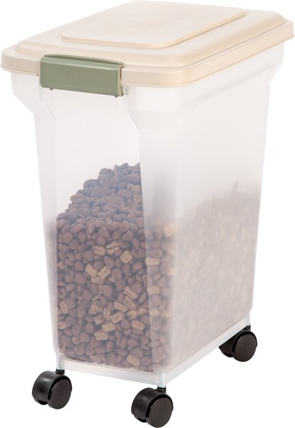 IRIS Airtight Pet Food Storage Container, Clear/Almond, 28-qt slide 1 of 6