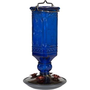 Perky-Pet Antique Glass Bottle Hummingbird Feeder, Cobalt Blue