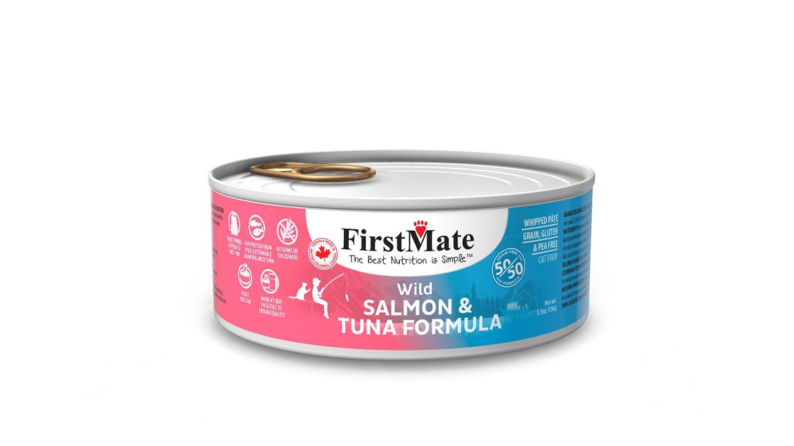 FirstMate 50/50 Salmon & Tuna Formula GrainFree Canned Cat Food, 5.5