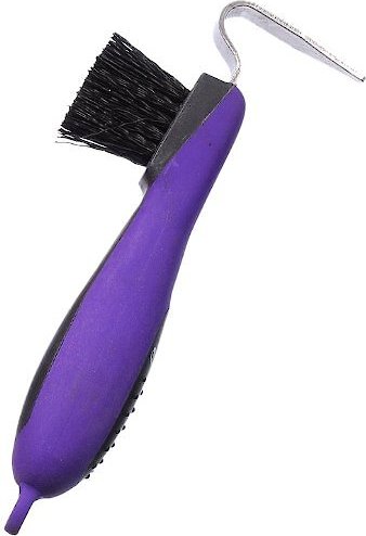 Tough-1 Great Grip Hoof Pick & Horse Brush, Purple slide 1 of 2