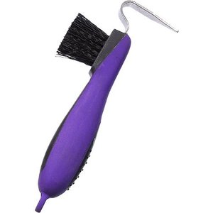 Tough-1 Great Grip Hoof Pick & Horse Brush, Purple