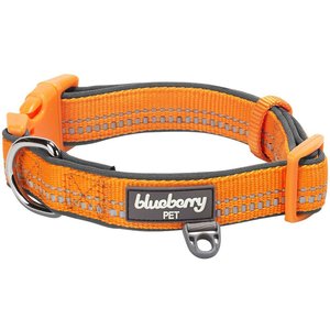 Blueberry Pet 3M Spring Pastel Polyester Reflective Dog Collar, Pastel Orange, Small: 12 to 16-in neck, 5/8-in wide