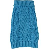 Pet Life Swivel-Swirl Heavy Cable Knitted Dog Sweater, Medium, Light Blue