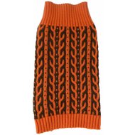 Pet Life Harmonious Heavy Cable Knitted Dog Sweater, Orange and Brown, Medium