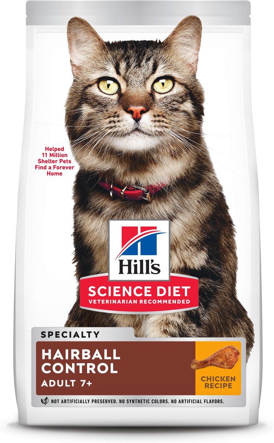 Hill's Science Diet Adult 7+ Hairball Control Dry Cat Food, 7lb bag