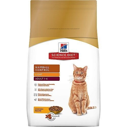 Hill's Science Diet Adult Hairball Control Light Dry Cat Food, 15.5lb