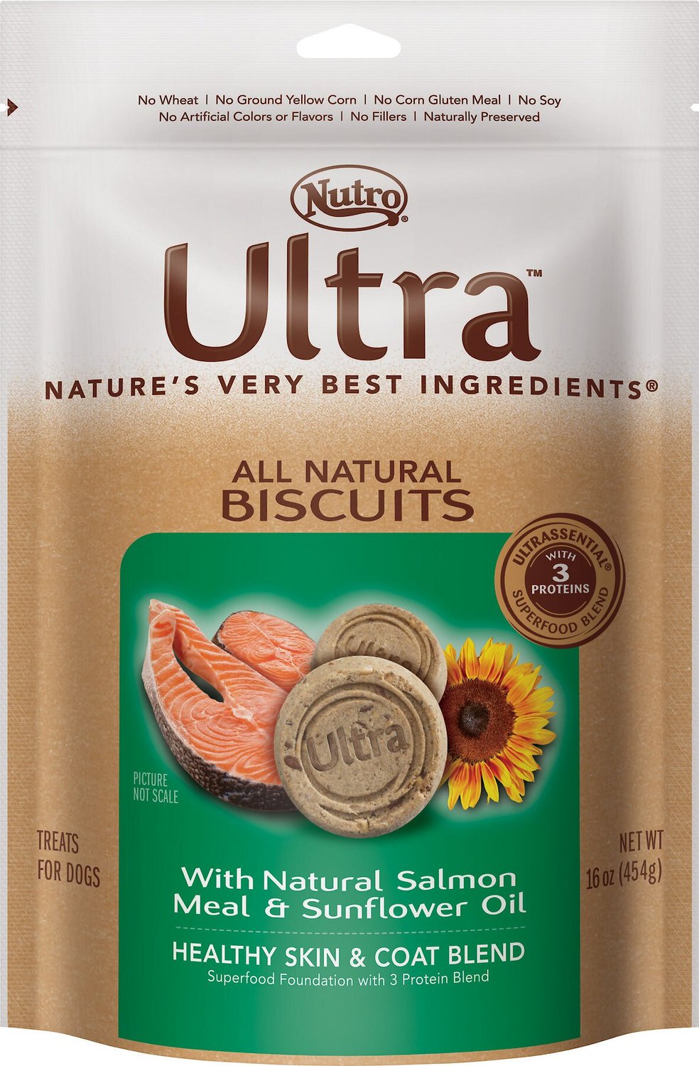 Nutro Ultra Salmon and Sunflower Oil Biscuit Pet Treat 16 Oz