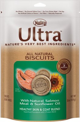 Nutro Ultra Salmon Meal & Sunflower Oil Biscuits Healthy Skin & Coat Blend Dog Treats, slide 1 of 1