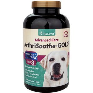 NaturVet Advanced Care ArthriSoothe-GOLD Chewable Tablets Joint Supplement for Cats & Dogs, 90 count