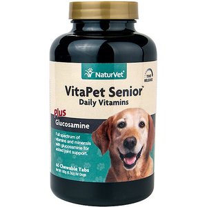 NaturVet VitaPet Senior Daily Vitamins Plus Glucosamine Dog Supplement, 60 count