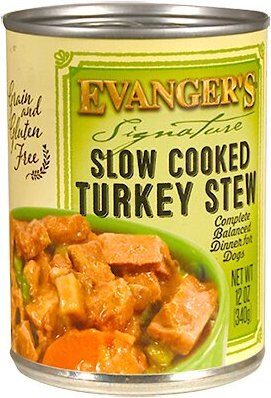 Evanger's Signature Series Slow Cooked Turkey Stew Grain-Free Canned Dog Food, 12-oz, case of 12 slide 1 of 3
