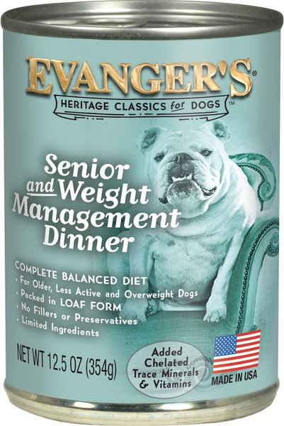 Evanger's Classic Recipes Senior & Weight Management Dinner Canned Dog Food, 12.6-oz, case of 12 slide 1 of 2