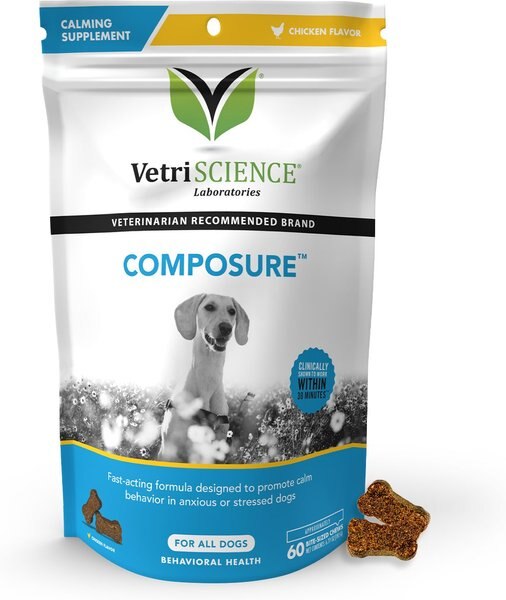 VetriScience Composure Chicken Liver Flavored Soft Chews Calming Supplement for Dogs, 60 count slide 1 of 5