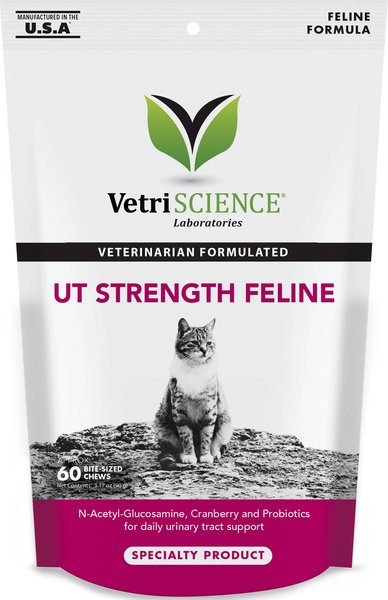 VetriScience UT Strength Feline Chicken Liver Flavored Soft Chews Urinary Supplement for Cats, 60 count slide 1 of 4