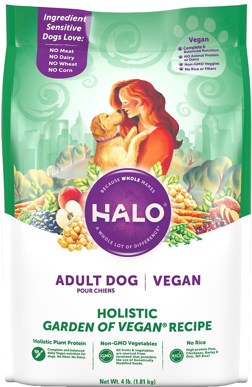 Halo Vegan Garden Medley Formula Dry Dog Food, 4-lb bag ...