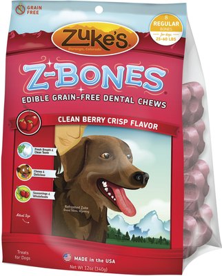 Zuke's Z-Bones Clean Berry Crisp Dental Dog Treats, slide 1 of 1