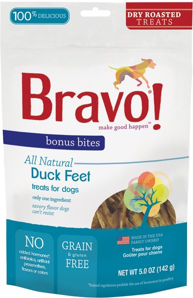 Bravo! Bonus Bites Duck Feet Dry-Roasted Freeze-Dried Dog Treats, 5-oz bag slide 1 of 2