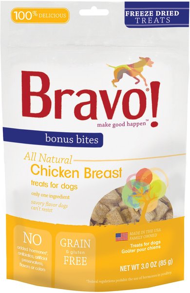 Bravo! Bonus Bites Chicken Breast Freeze-Dried Dog Treats, 3-oz bag slide 1 of 1