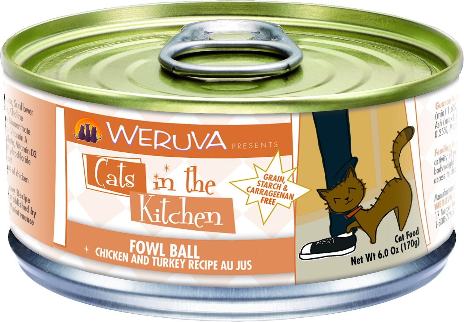 Weruva Cats in the Kitchen Fowl Ball Chicken & Turkey Recipe Au Jus
