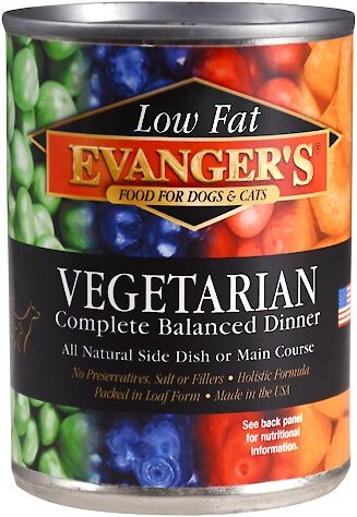 Evanger's Low Fat Vegetarian Dinner Canned Dog & Cat Food, 12.8-oz, case of 12 slide 1 of 2
