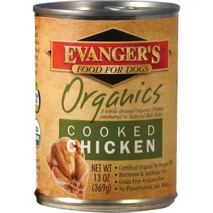 Evanger's Organics Cooked Chicken Grain-Free Canned Dog Food Supplement, 12.8-oz, case of 12