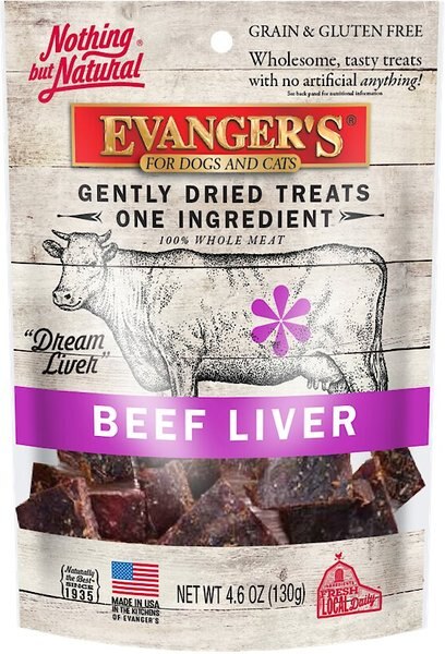 Evanger's Nothing but Natural Beef Liver Gently Dried Dog & Cat Treats, 4.6-oz bag slide 1 of 1