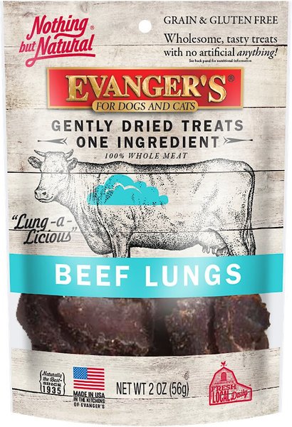 Evanger's Nothing but Natural Beef Lungs Raw Gently Dried Dog & Cat Treats, 2-oz bag slide 1 of 1