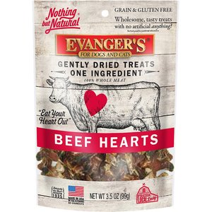 Evanger's Nothing but Natural Beef Hearts Gently Dried Dog & Cat Treats, 3.5-oz bag
