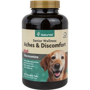 NaturVet Senior Wellness Aches & Discomfort Plus Glucosamine Dog Supplement, 60 count