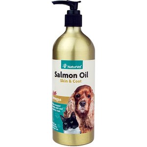 NaturVet Salmon Oil Plus Omegas Liquid Skin & Coat Supplement for Cats & Dogs, 17-oz bottle
