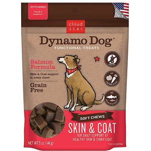 Cloud Star Dynamo Dog Skin & Coat Soft Chews Salmon Formula Grain-Free Dog Treats, 5-oz bag