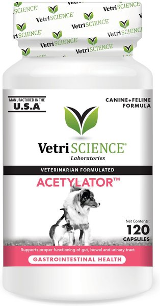 VetriScience Acetylator Capsules Digestive Supplement for Cats & Dogs, 120 count slide 1 of 4